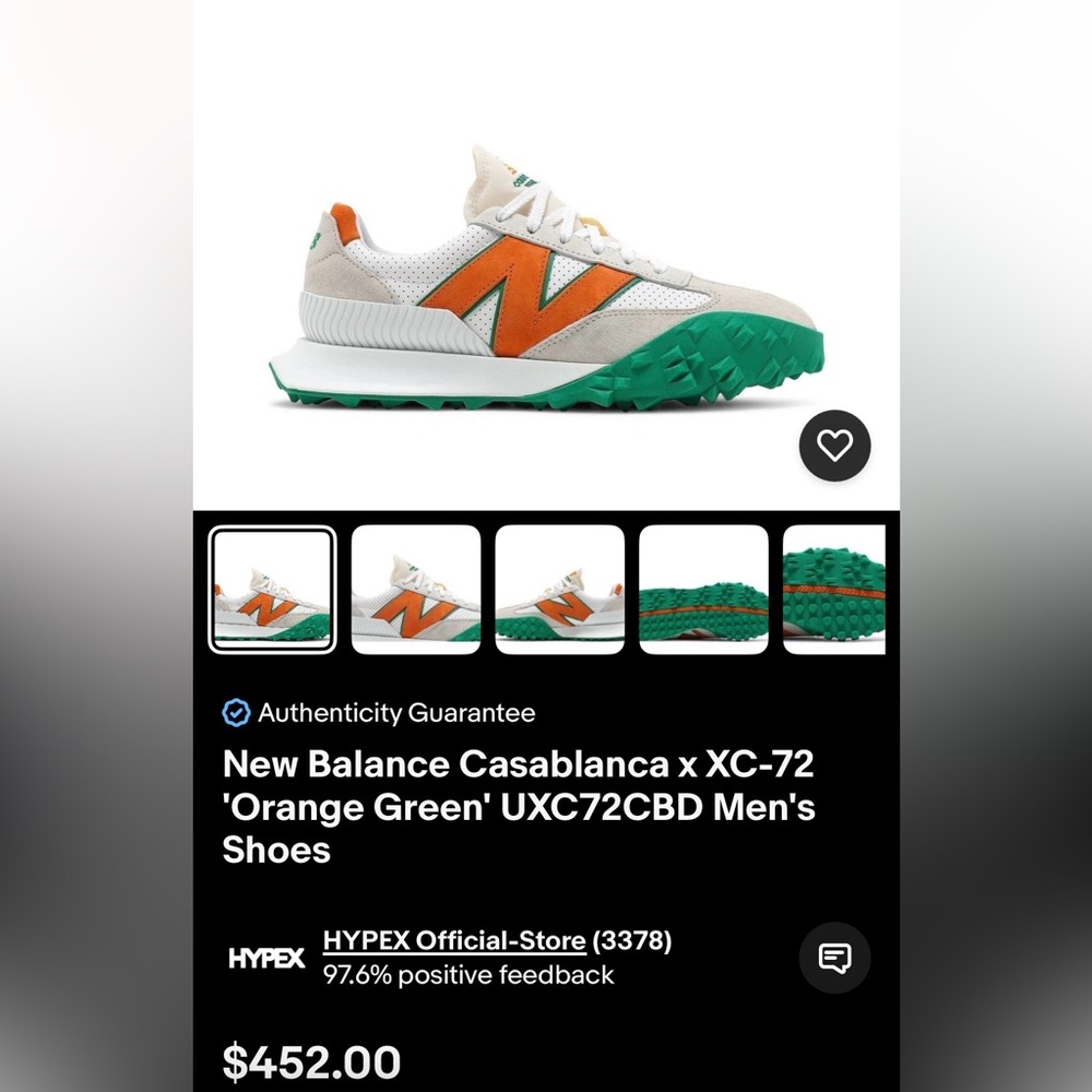 New Balance Casablanca × XC-72
'Orange Green' UXC72CBD women’s  7 men’s 5
Shoes